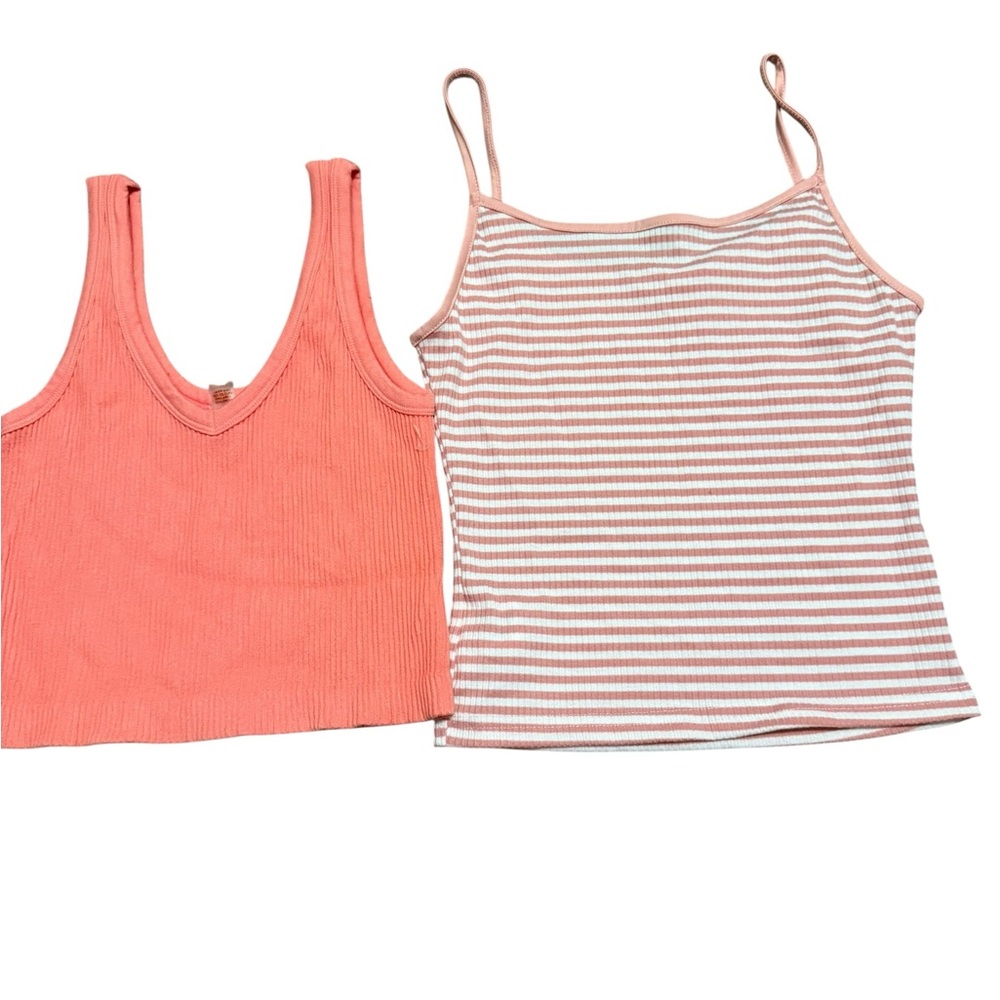 Coral and Striped Tank Top Set Bundle